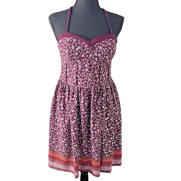 Womens Xhilaration Babydoll Crochet Back Dress Size M Floral Hippie Festival Y2K - Picture 1 of 7